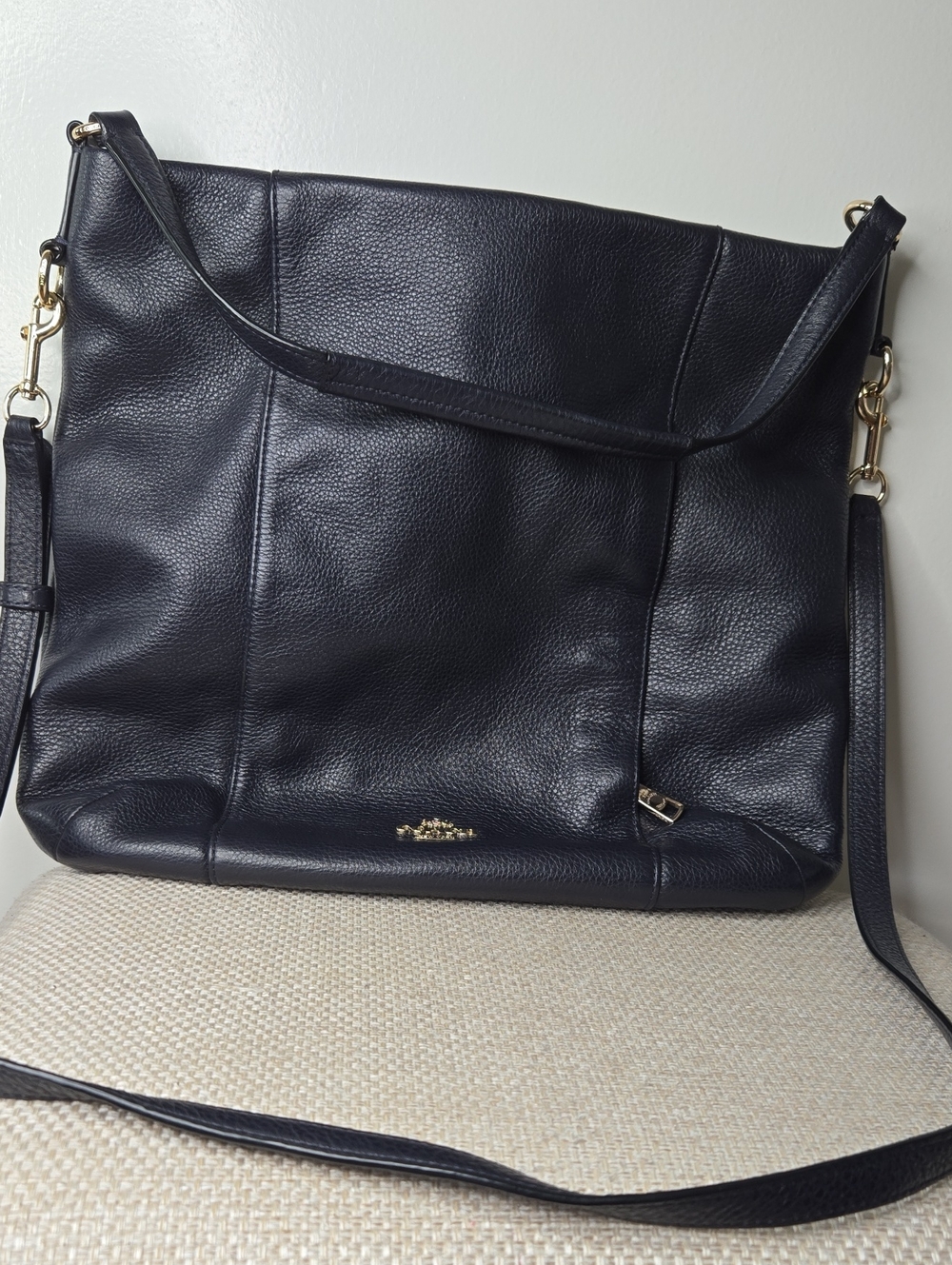 Coach Isabelle Navy Pebbled Leather Hobo Crossbody Bag